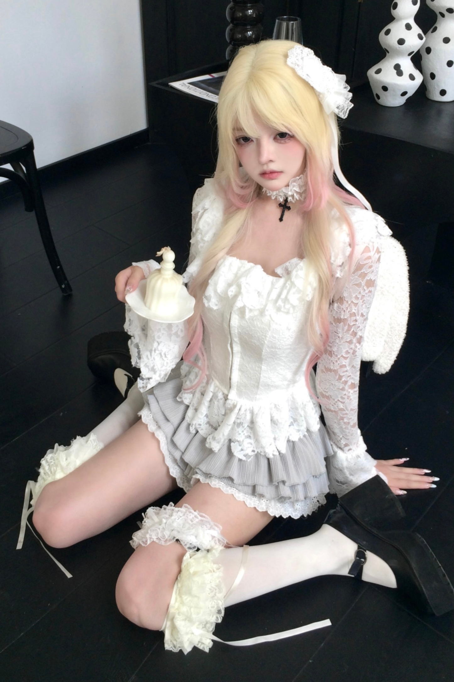 Lace Patchwork Long Sleeve Top