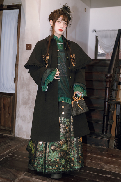 刺繍チャイナロングコート