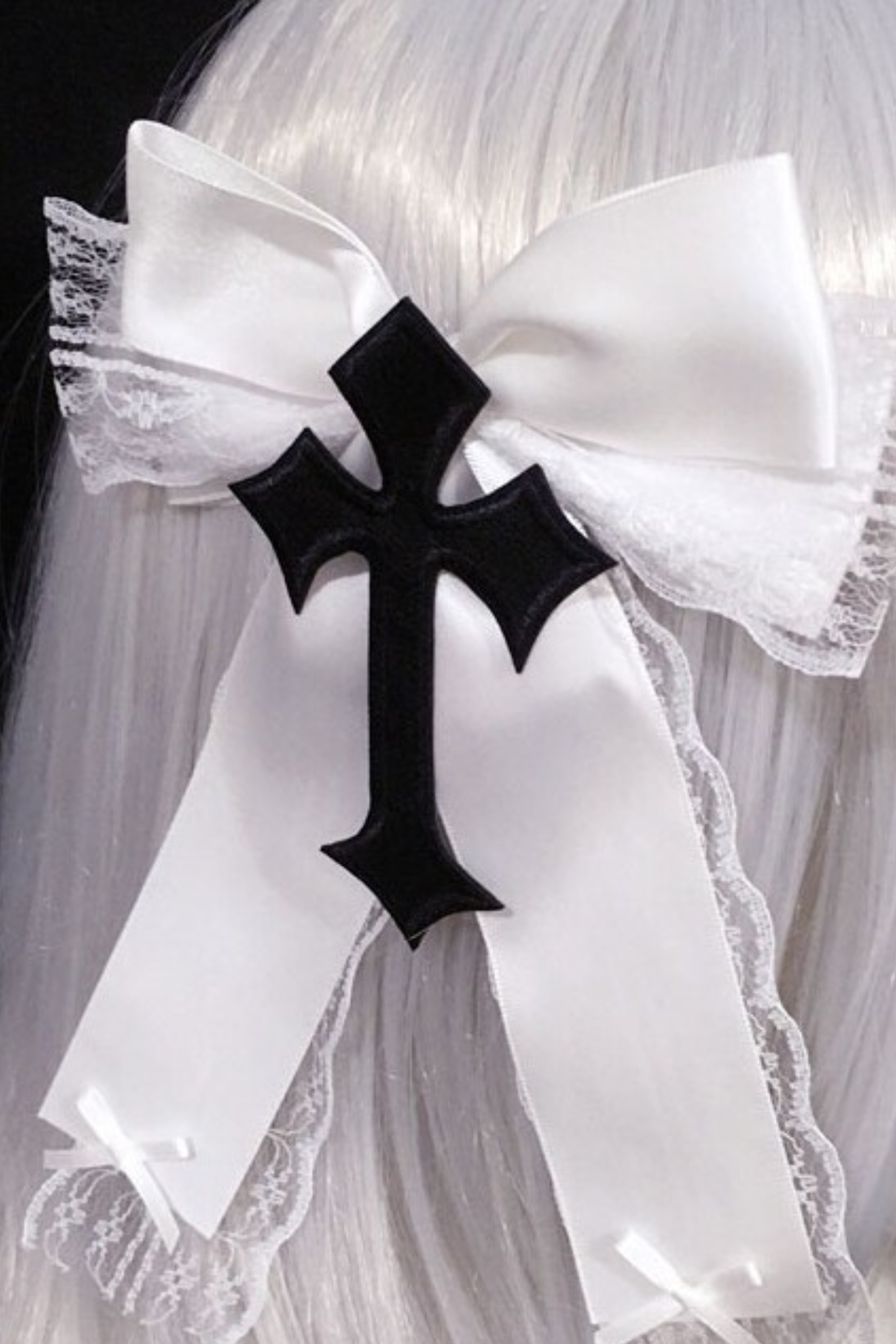哥特蕾丝十字丝带发夹
