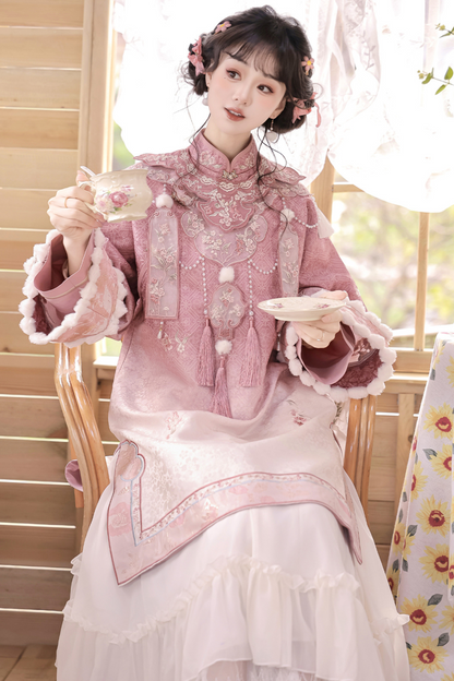 Peach Mist China Top + Skirt + Cloud Shoulder