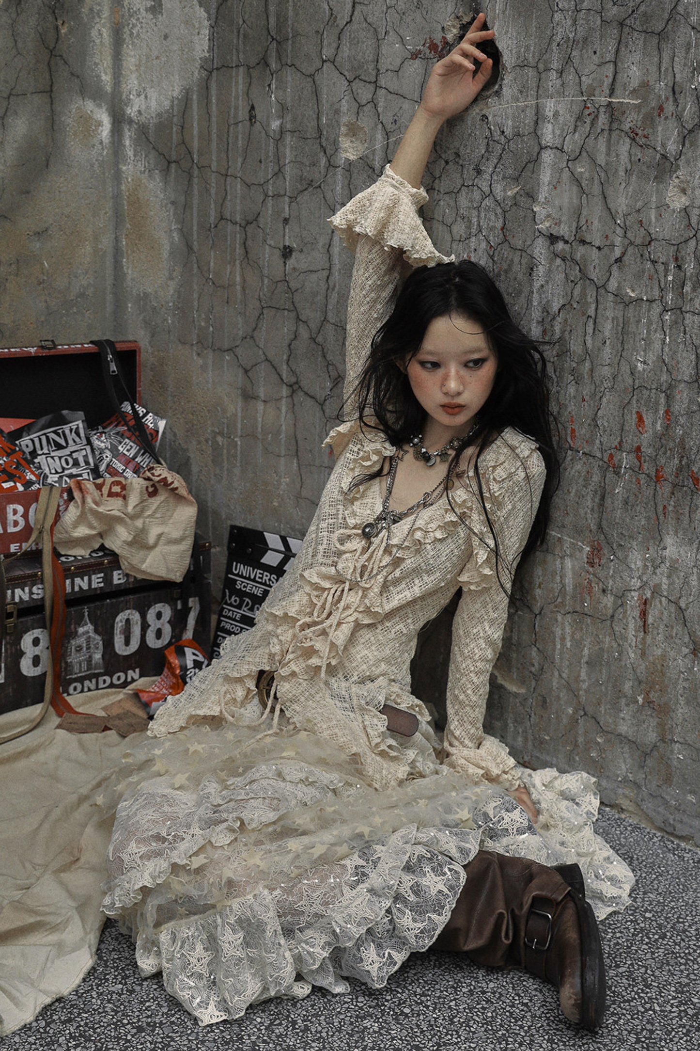 레트로 궁전 레이스 블라우스