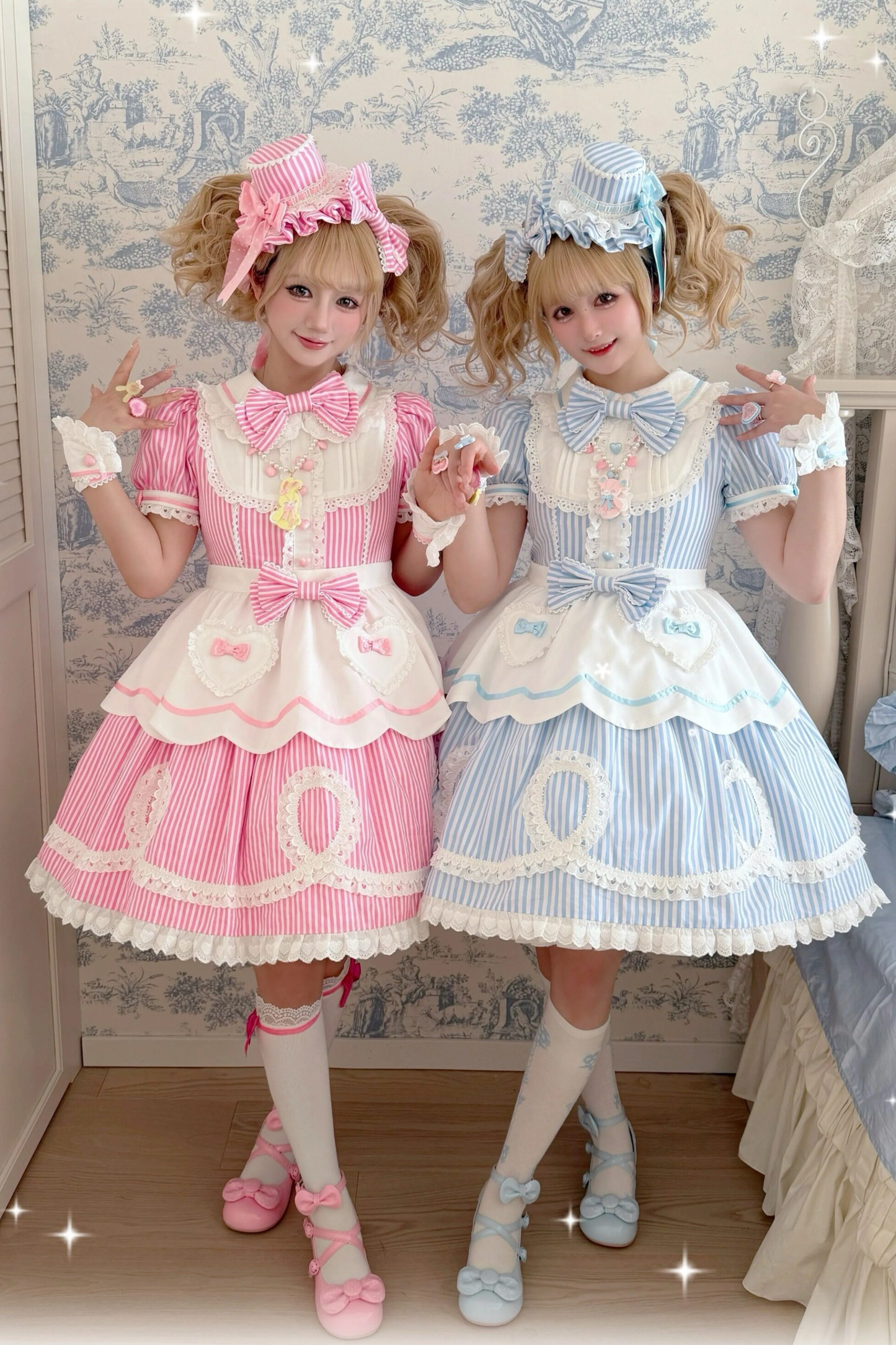 [Vorbestellung] Retro-Puppenartiges Lolita-Kleid + Haarband + Clip + Haube + Hut