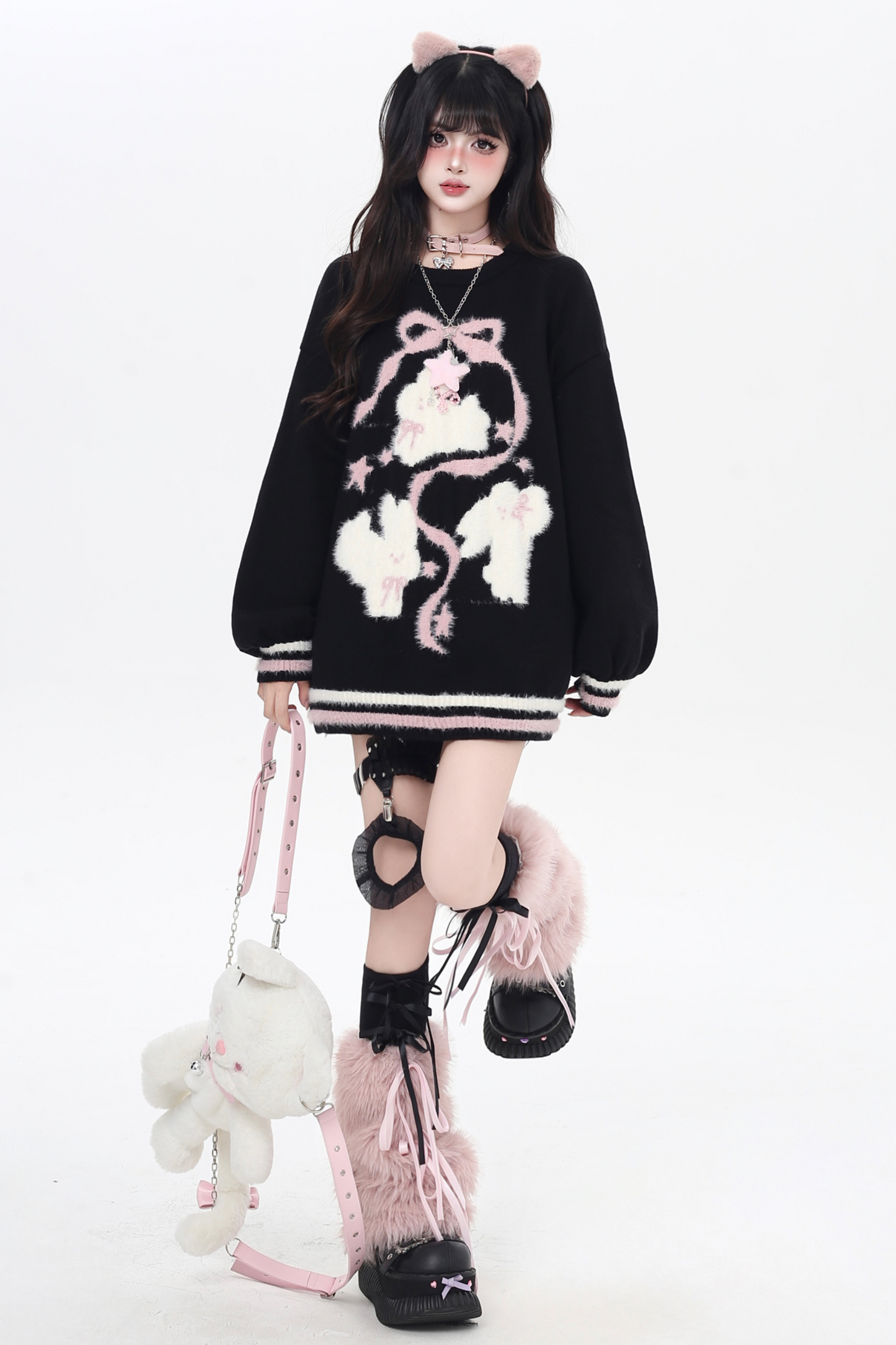 ラビットクルーネックプルオーバーニット