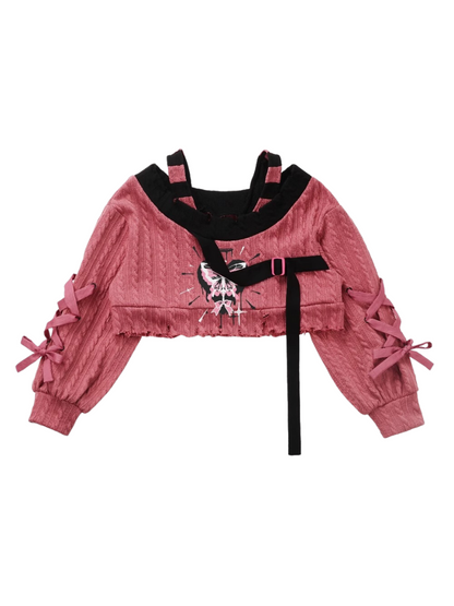 Pink Saber Butterfly Original Design Irregular Knit Design Suit