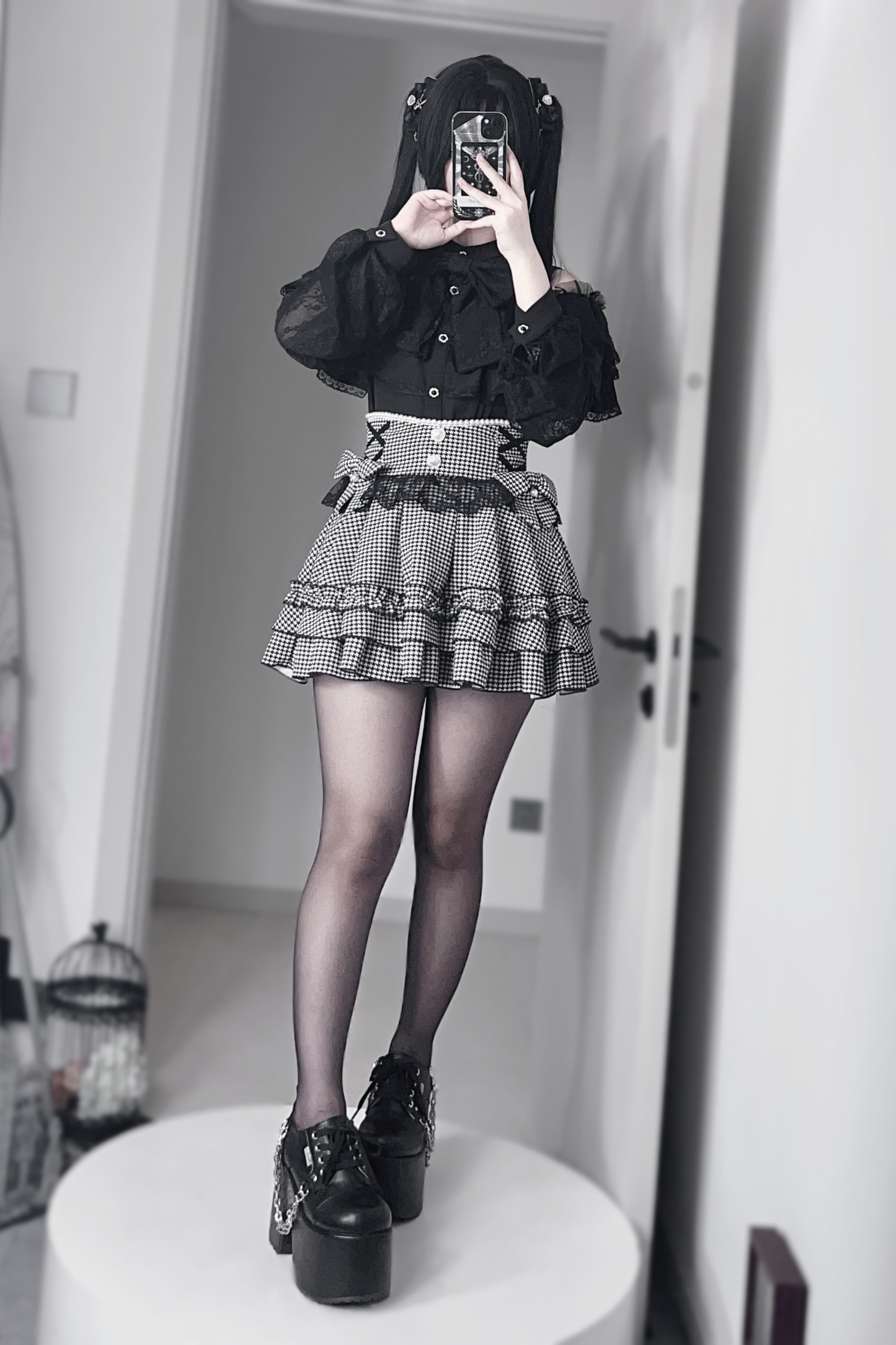 ダークキュートティアードスカート