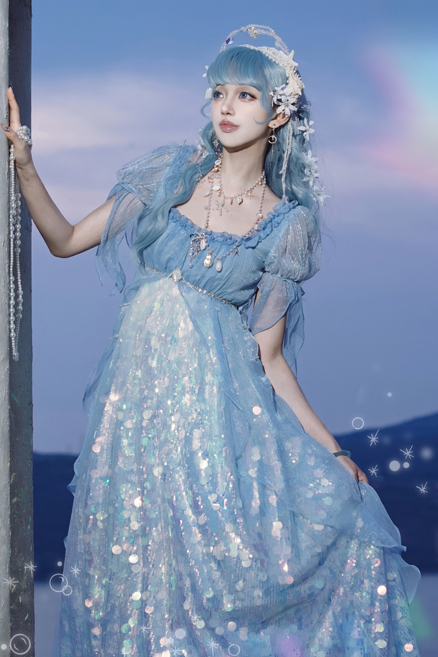 Mermaid Shining Blue Dress