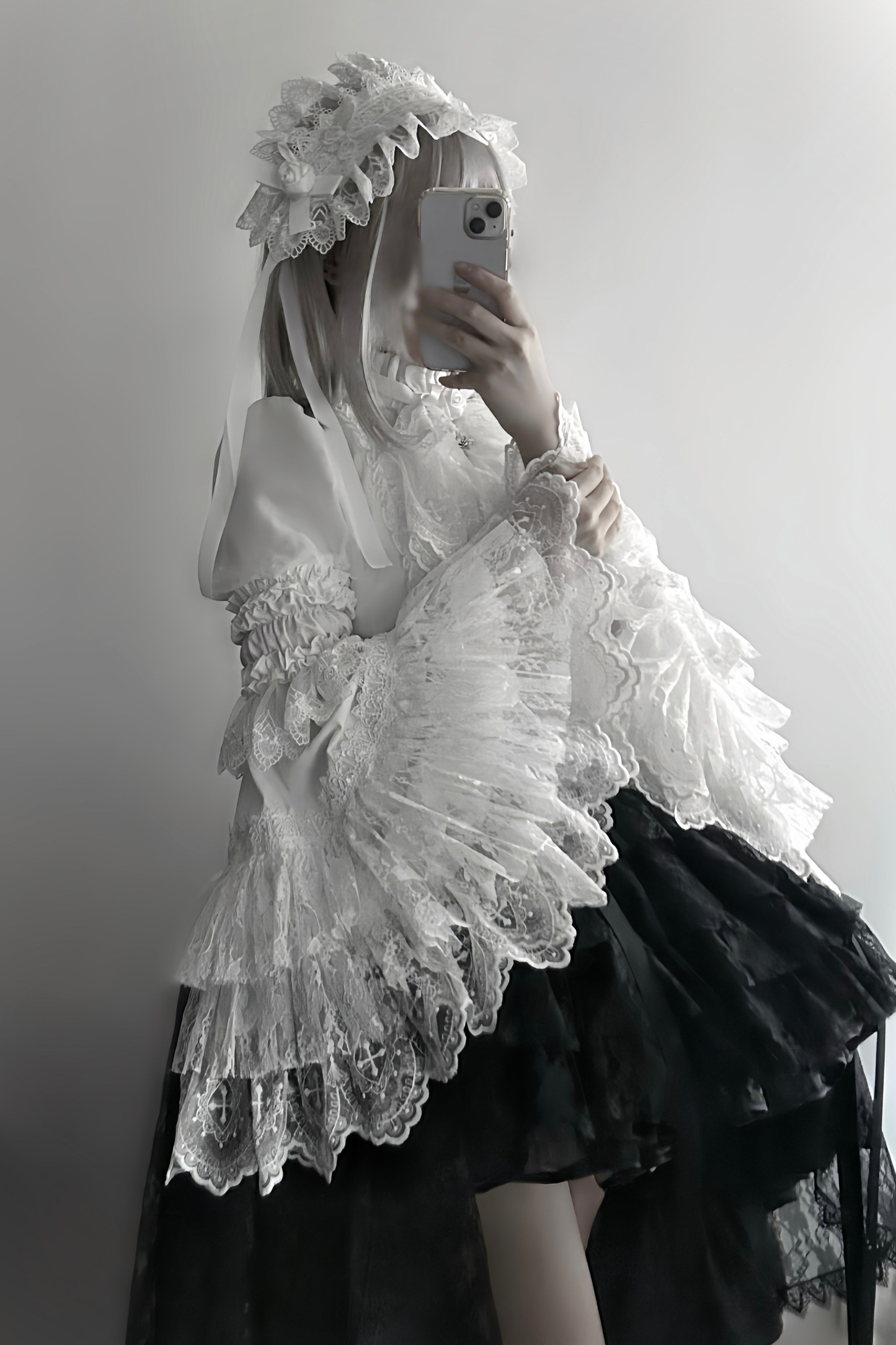【Vorbestellung bis 18. März】 Dark Kawaii Gothic Lolita Rock + Shirt + Haarband + Hut + Ärmel