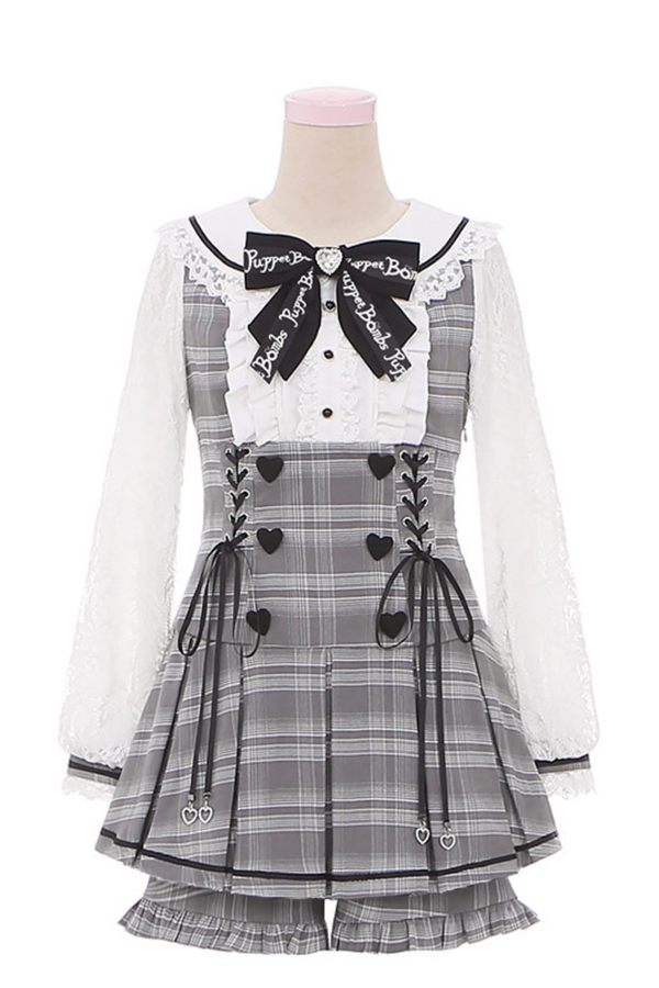 探偵学園チェックドレス+パンツ+ケープ