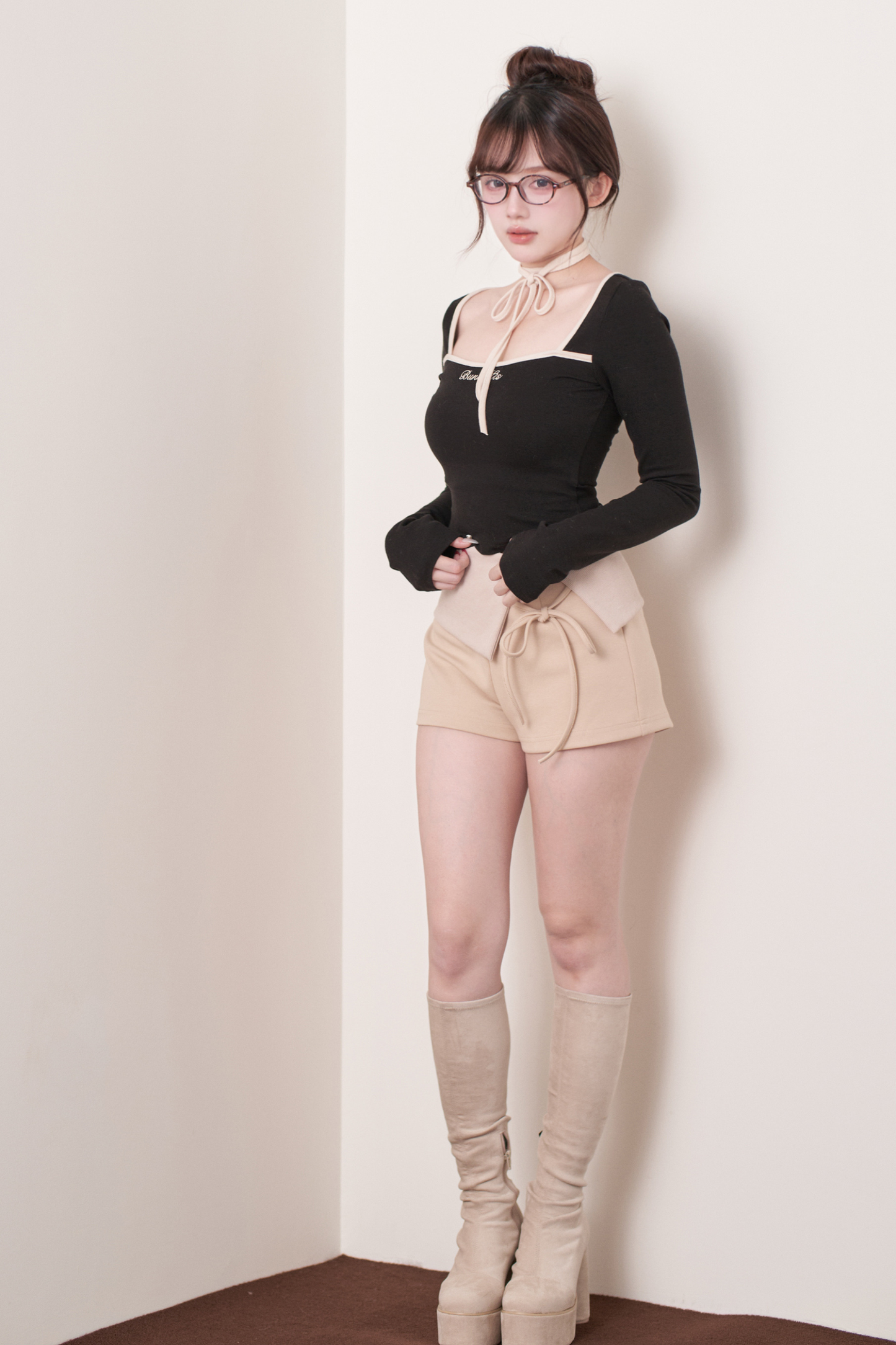 カラーブロッキングトップス+パンツ