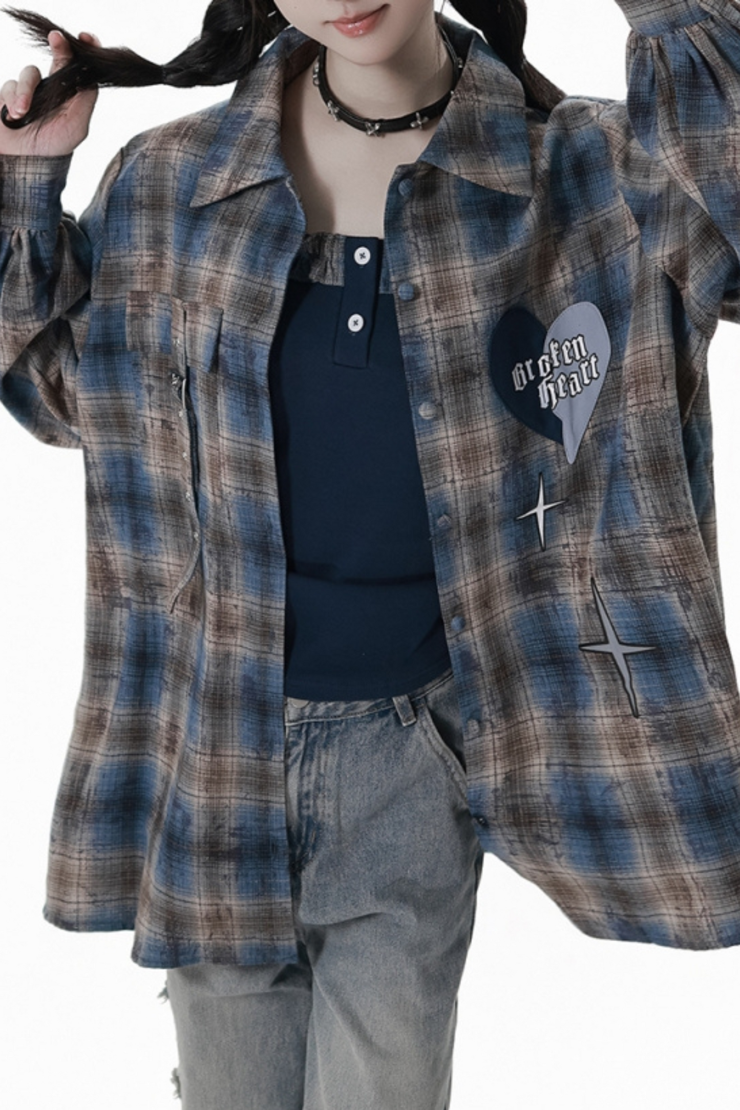 Check Loose Shirt + Tank Top