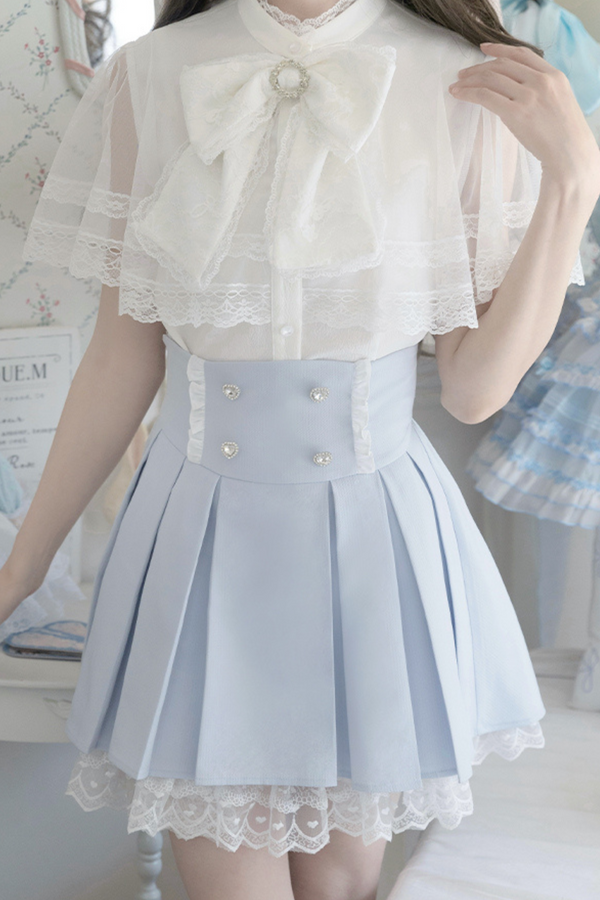 Elegant cape blouse + flared skirt