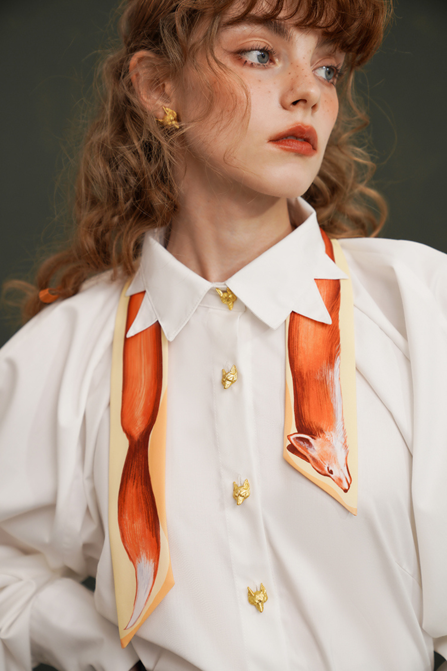 Fox Narrow Silk Scarf