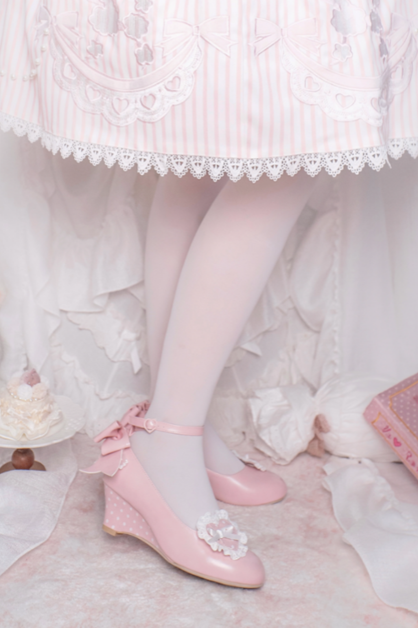 レトロドットハートロリータスイートシューズ