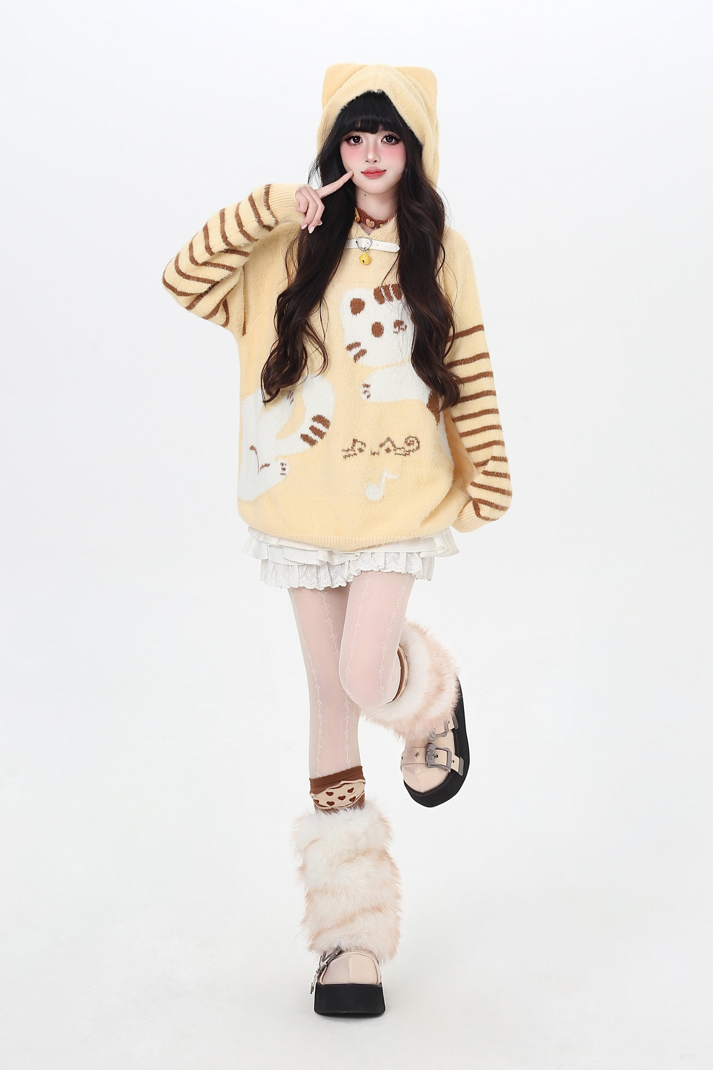 Striped Cat Loose Tops