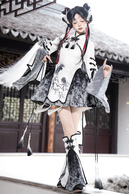 チャイナトップス+スカート+キャミソールドレス+レッグウォーマー