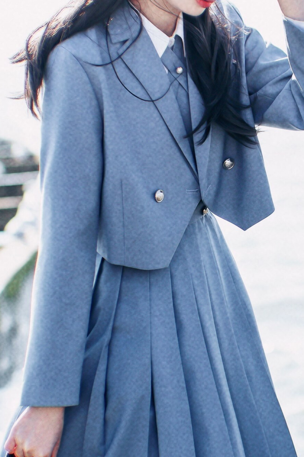 Retro College Vest Skirt + Shirt + Jacket
