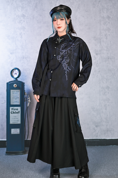 Asymmetrical Chinese design shirt