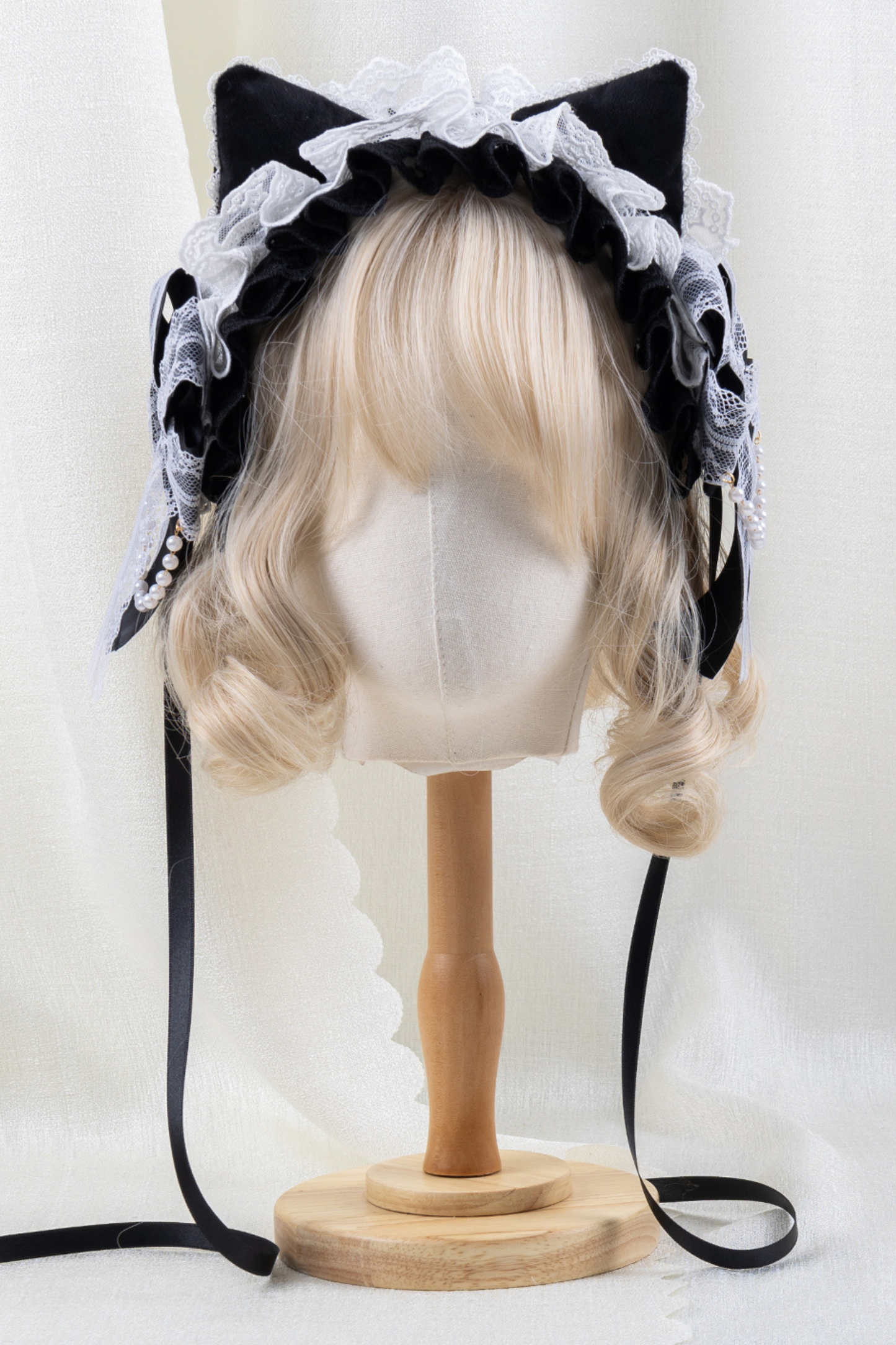 エレガントロリータボンネット+ヘアバンド+リボンクリップ+ハットクリップ+スリーブ