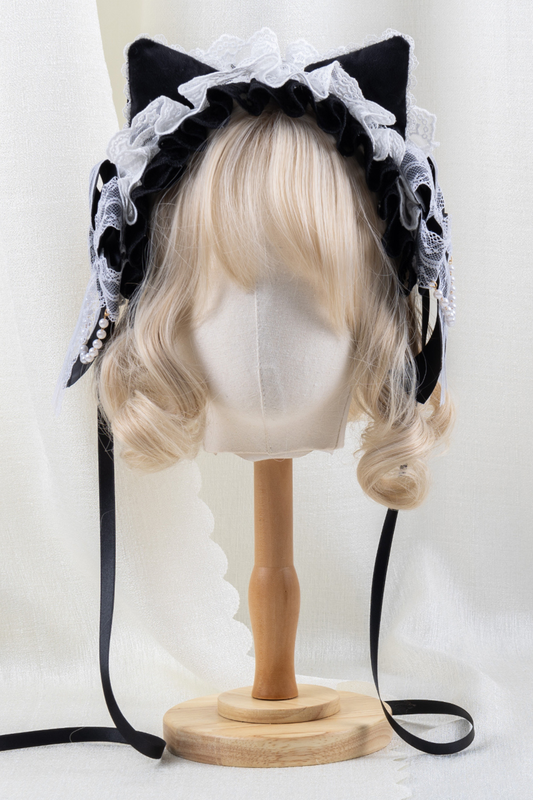 エレガントロリータボンネット+ヘアバンド+リボンクリップ+ハットクリップ+スリーブ