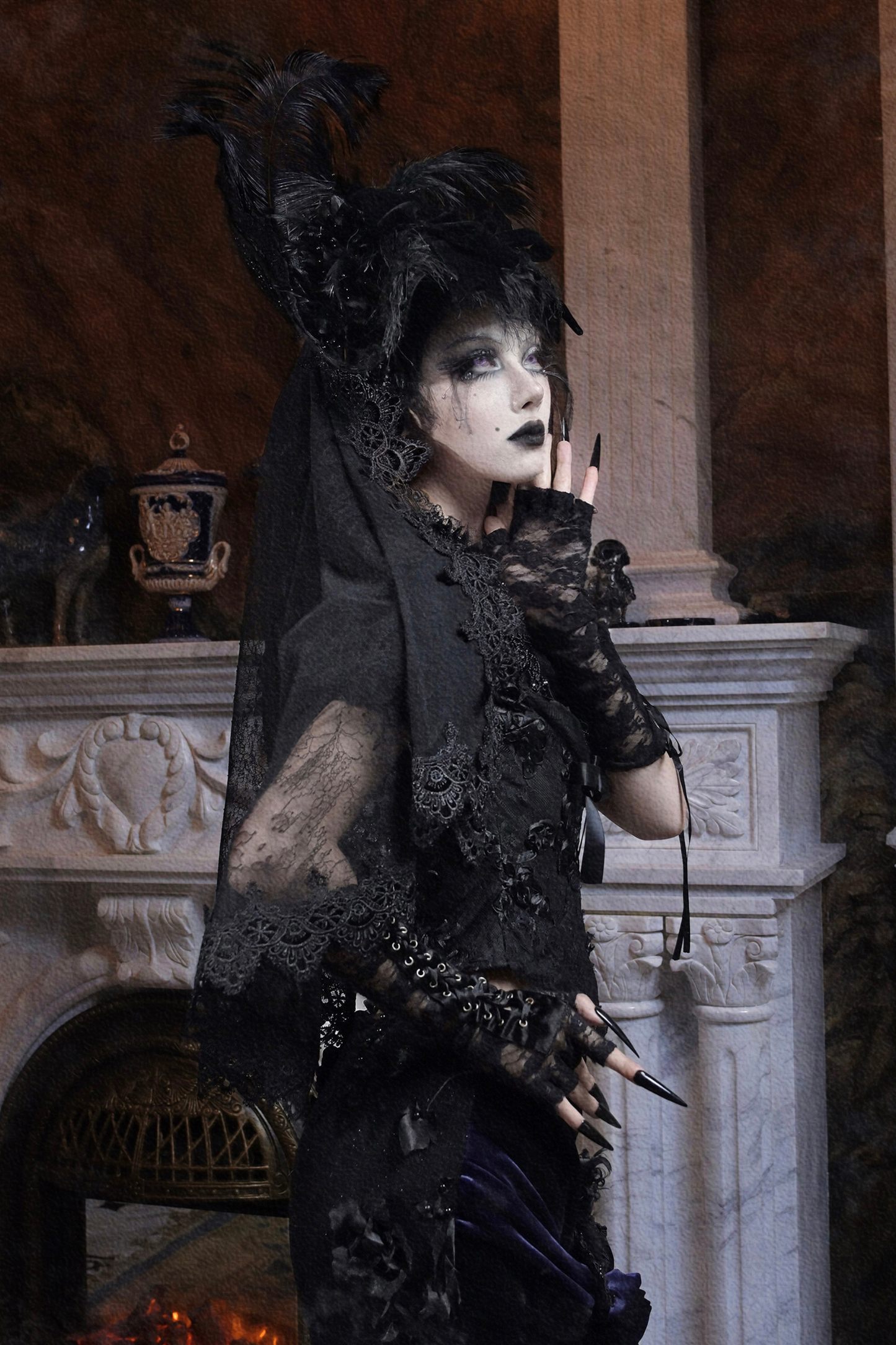 European Style Gothic Veil Silk Hat