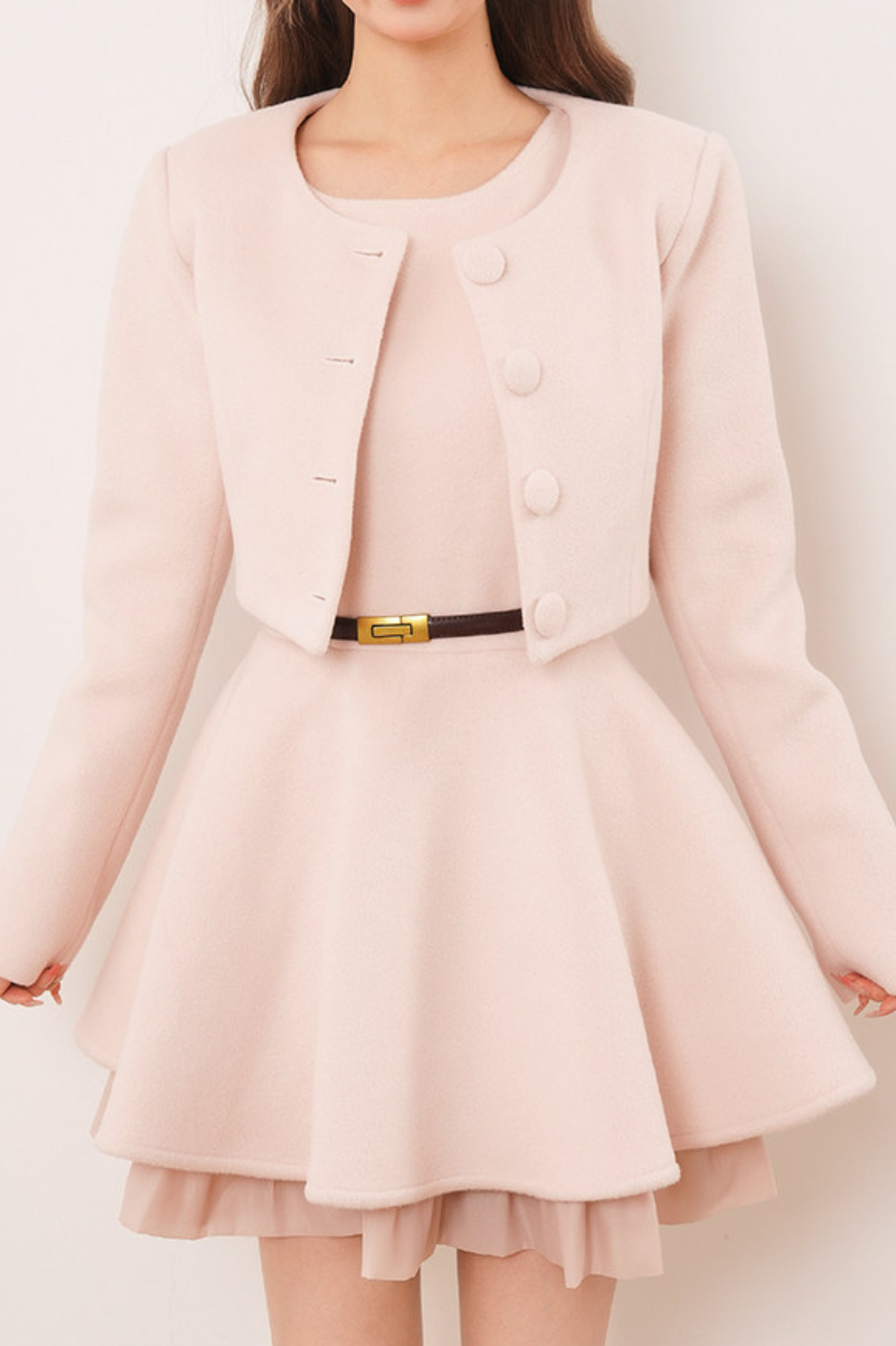 スイートパウダーショートジャケット+フレアドレス