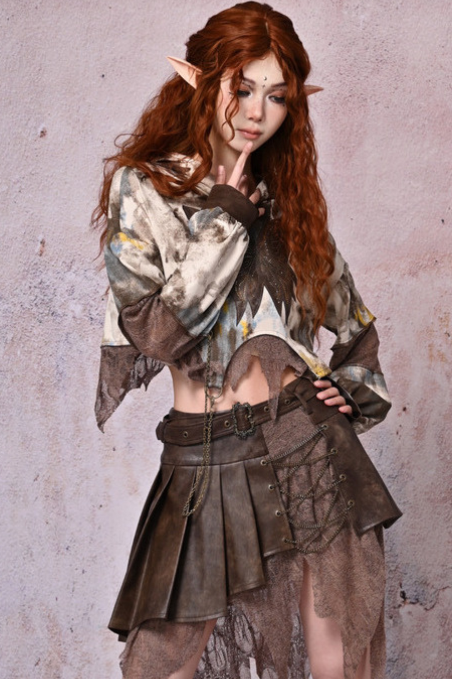 Virtual Leather Pleated Skirt