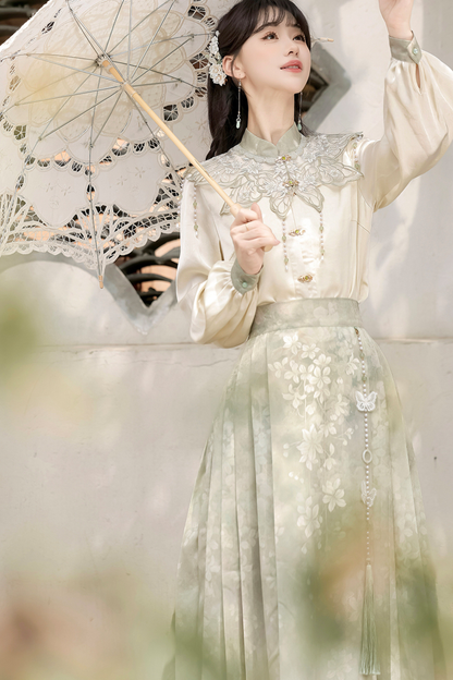 Jasmine Rain Long Sleeve Shirt + Elegant Skirt