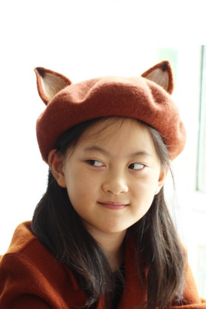 ウールフェルトキツネベレー帽