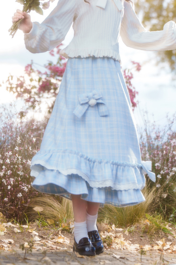 レースドールカラーリボントップス+スカート