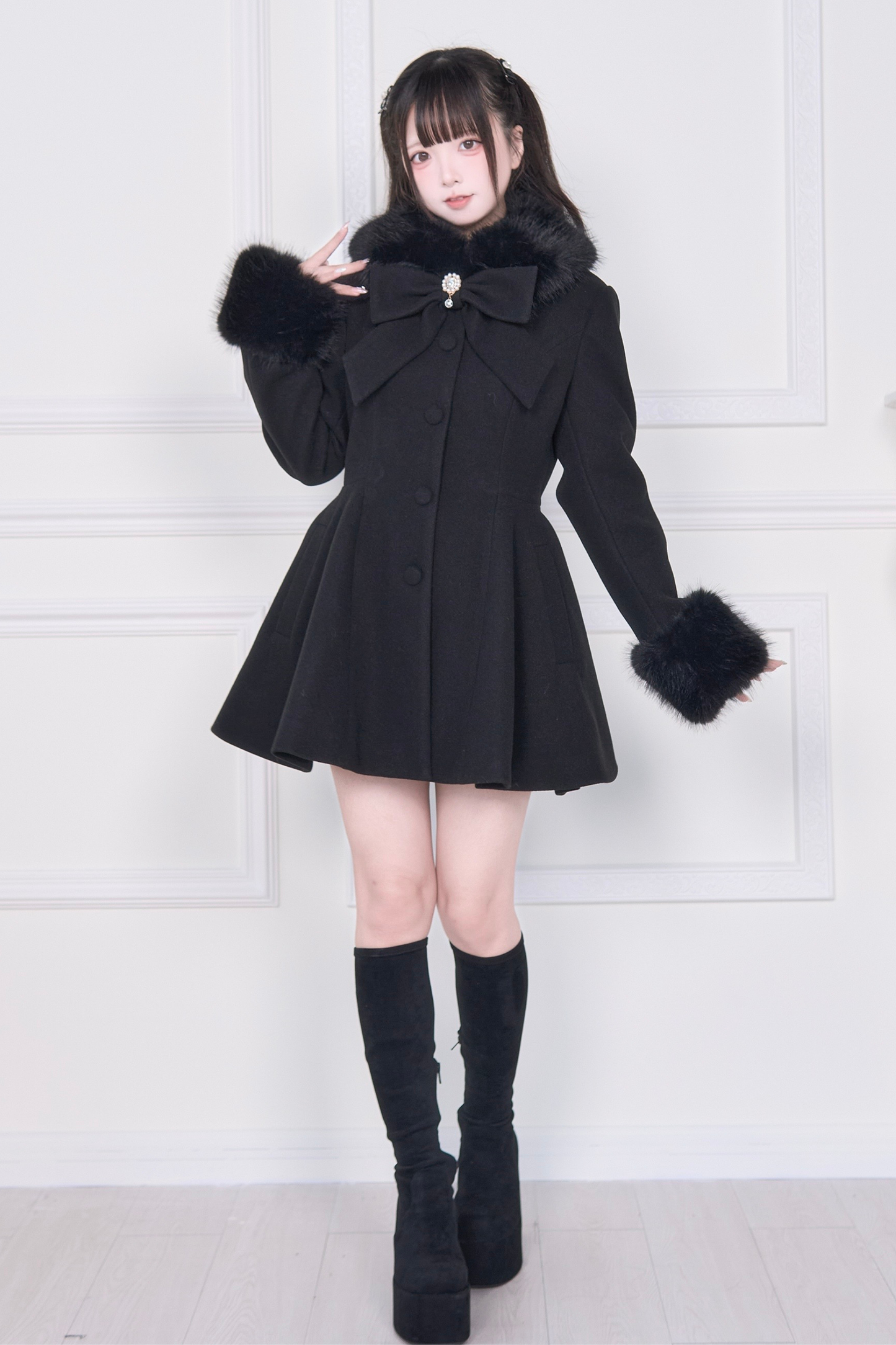 ビッグリボンフレアコート