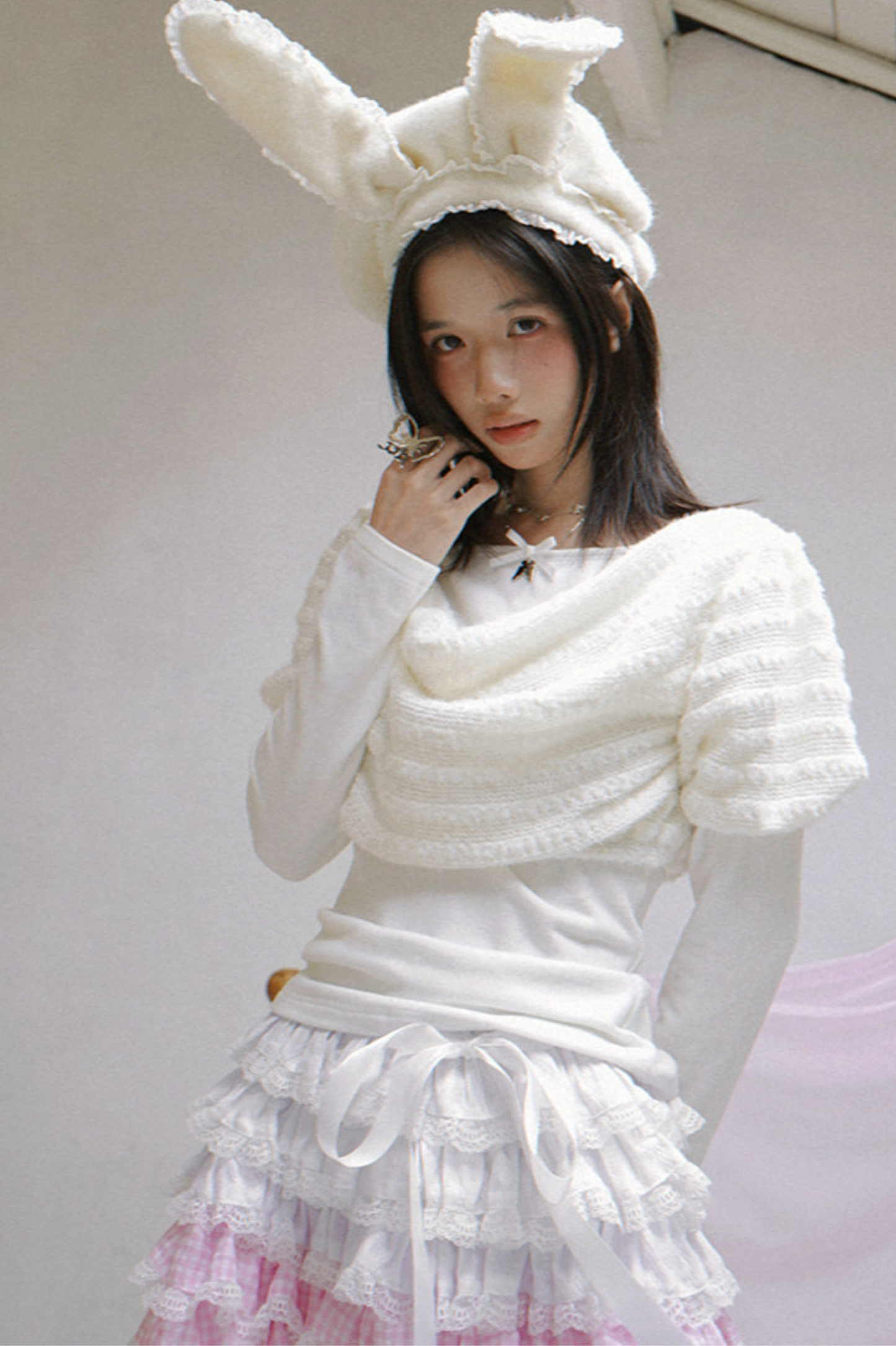 Draped Collar Knitted Top