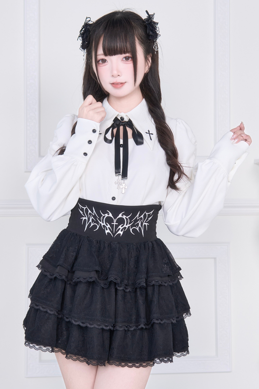 クロス刺繍シャツ+スカート