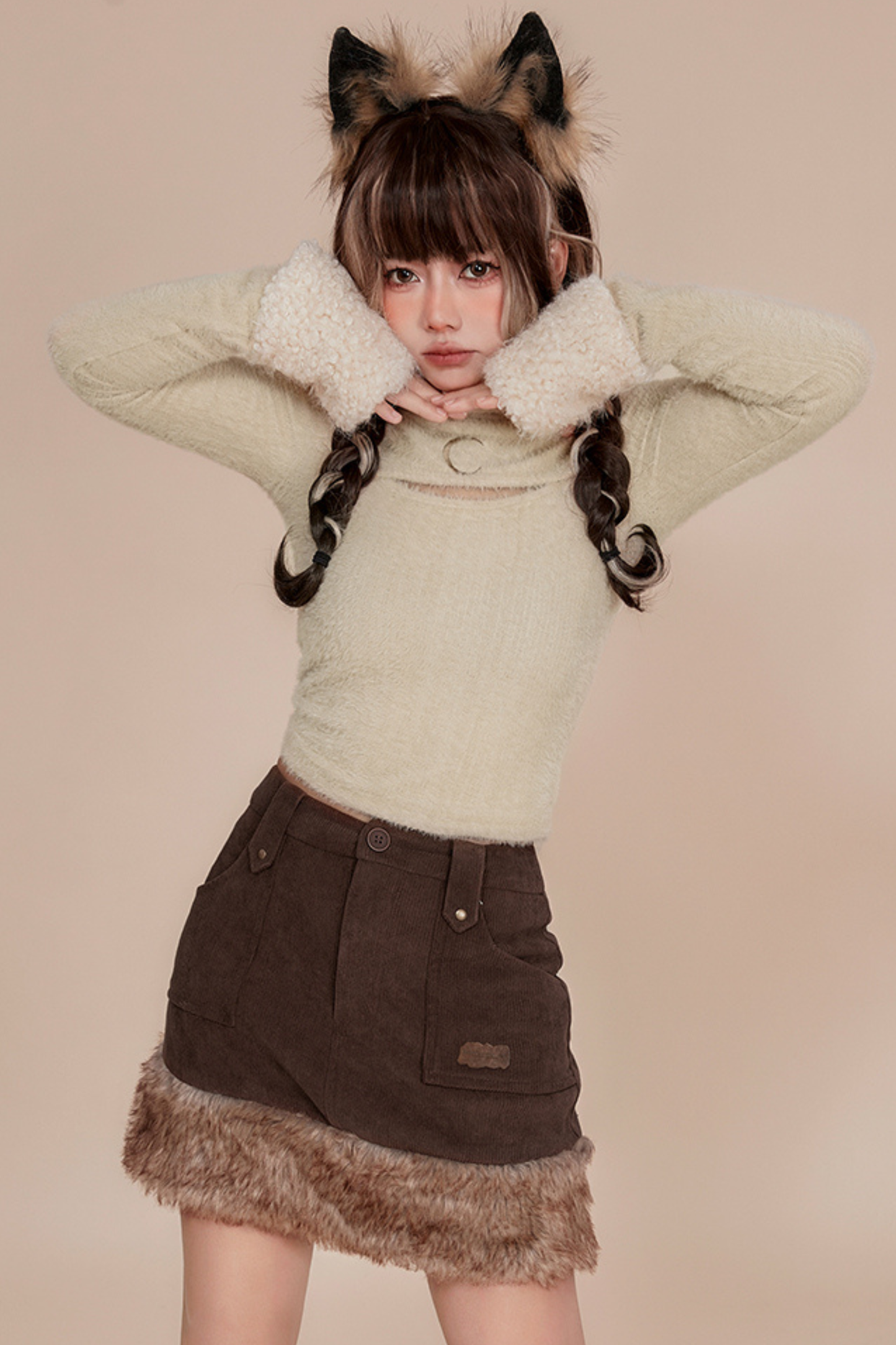 Corduroy Fur Skirt
