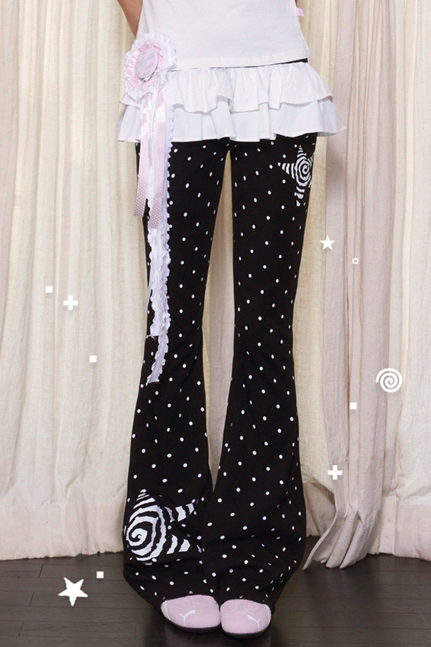 キュートスリムスタードットストレッチローライズパンツ