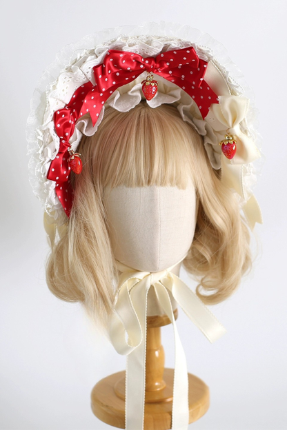 Strawberry dot bonnet