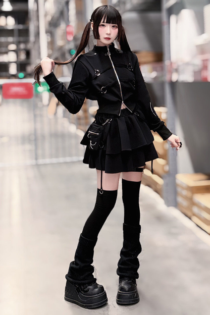 고딕 프린트 재킷 + 스커트