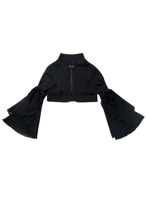 Calligraphy chiffon chiffon shirt + suspender top + skirt + dress