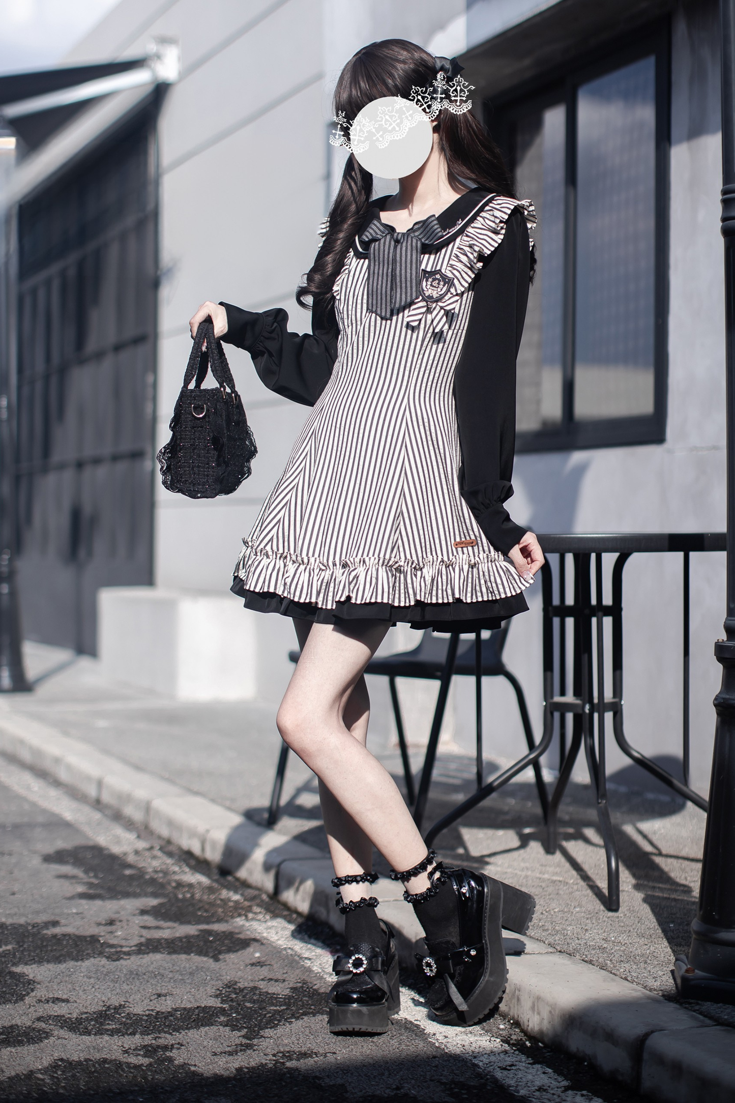 ストライプドールフレアドレス