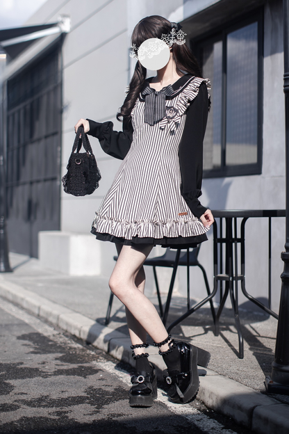 ストライプドールフレアドレス