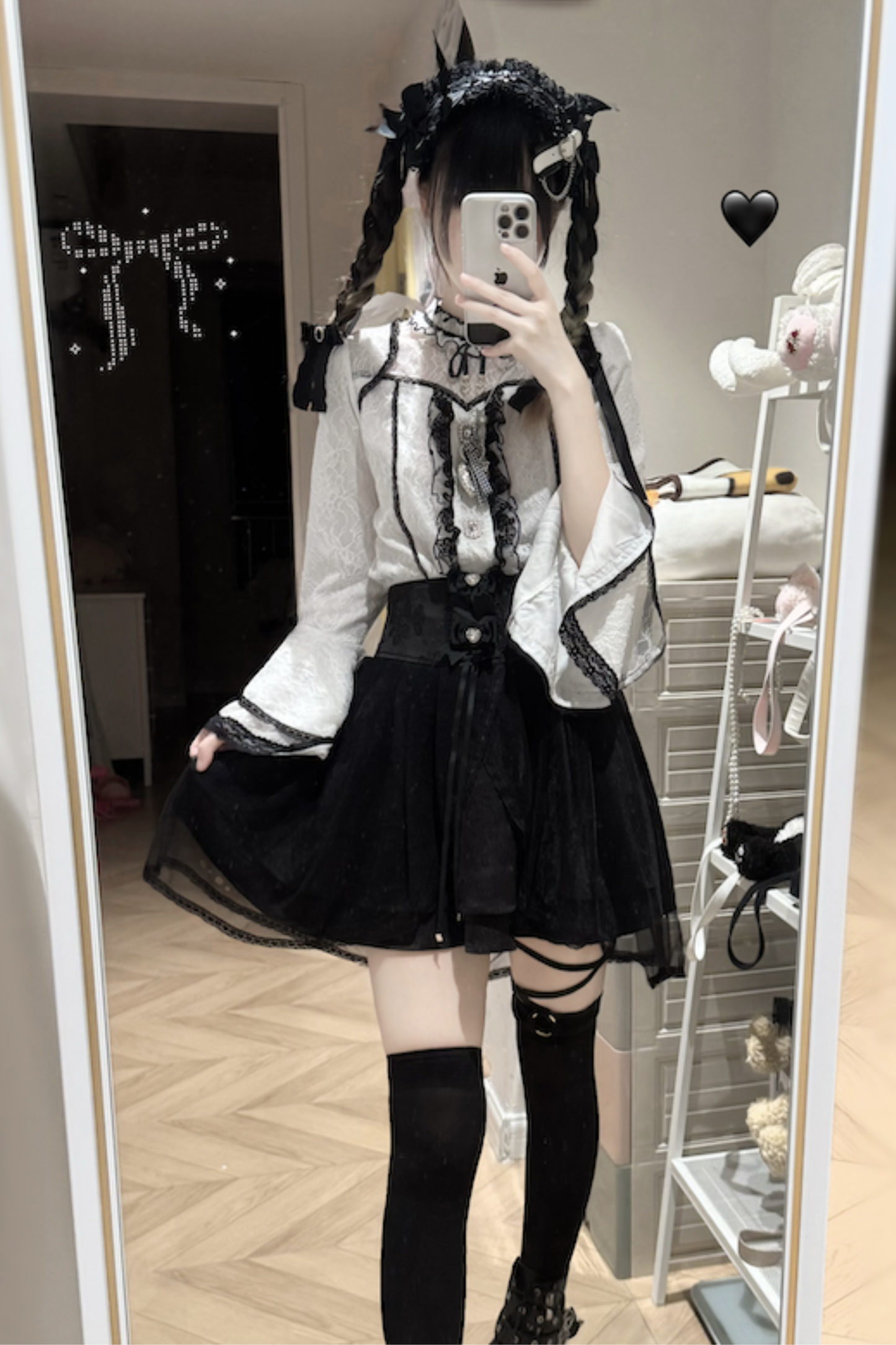 レースフレアスリーブブラウス+スカート