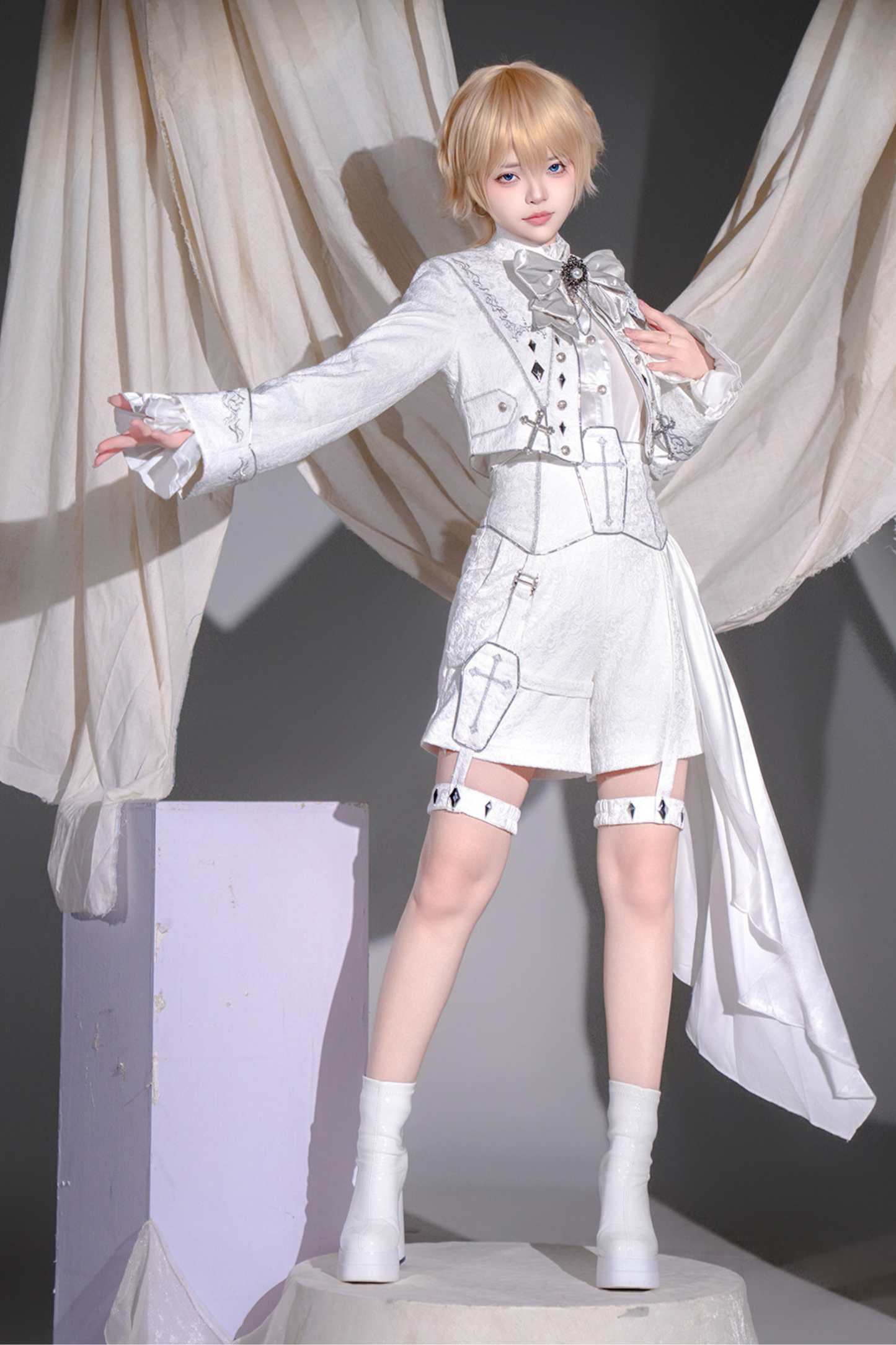 궁정 왕자 퓨어 재킷 + 페이크 칼라 + 셔츠 + 바지