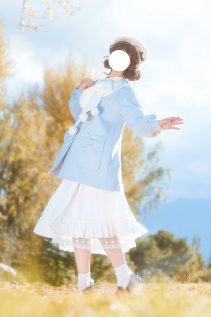 ガールズハートシングルブレストルーズウールコート+スカート