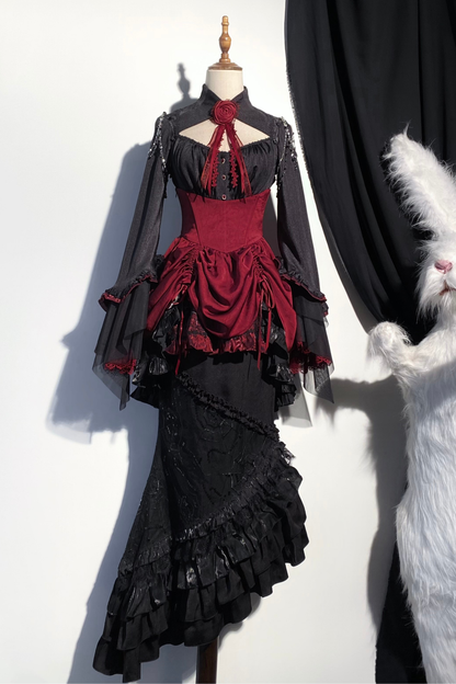 ダークフラワーゴシックロリータセットアップ