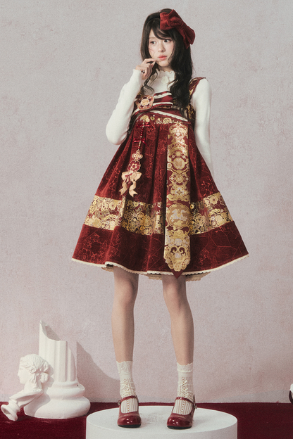 ベルベットダークレッドドレス+トップス+ジャケット+アクセサリー