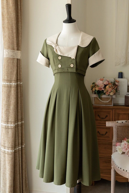 エレガントフレンチレトロフレアドレス+ショートジャケット