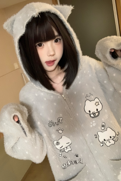 キャットフードニットルーズカーディガン