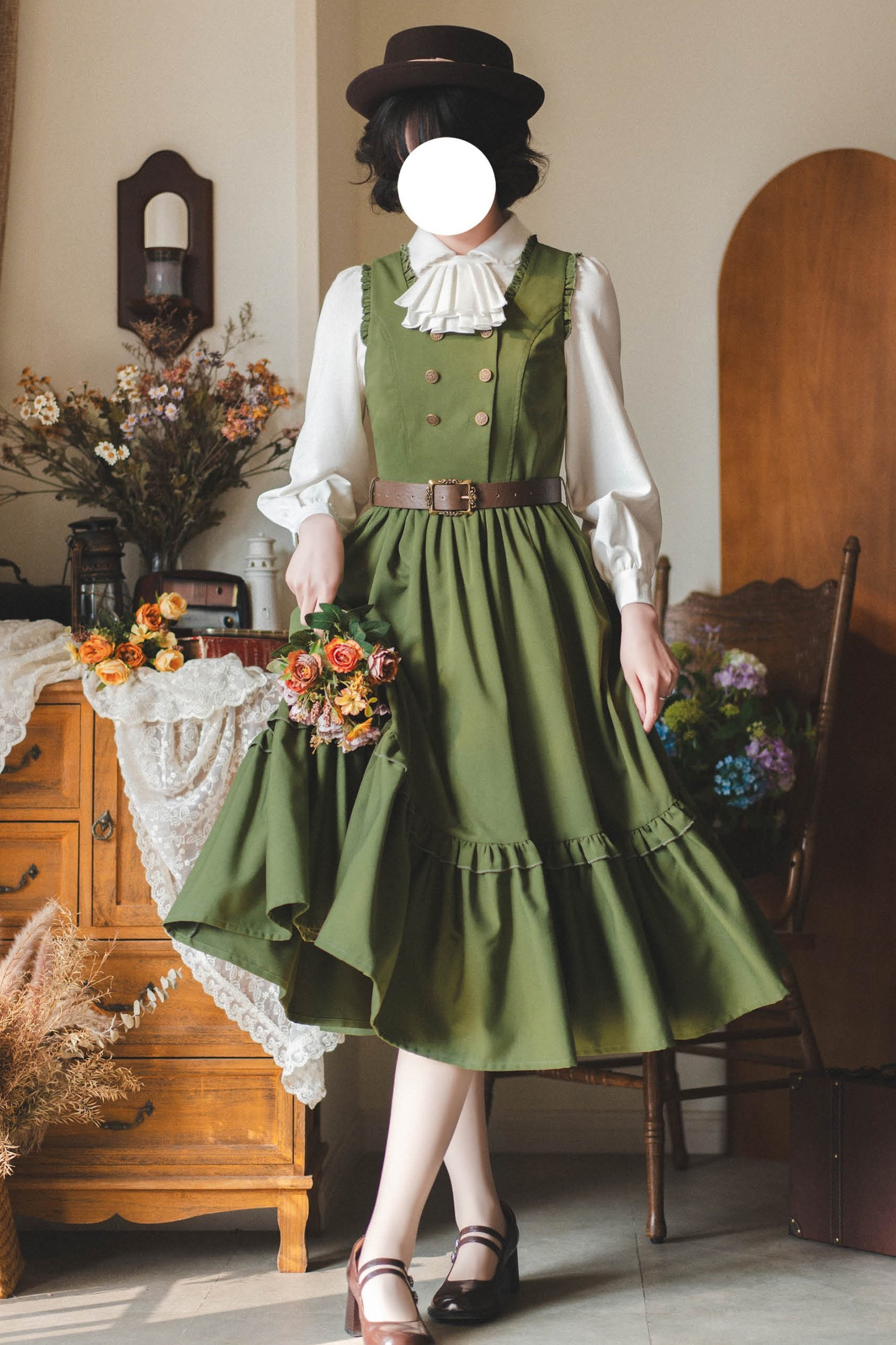 Retro Elegant Waist Cinching Blouse