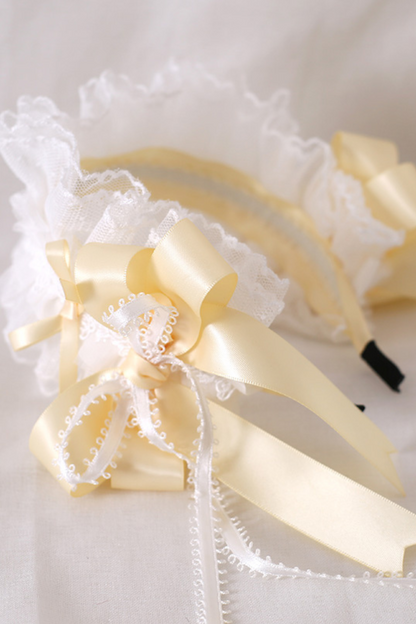 Milk Yellow Silk Satin Ballet Lolita Hair Accessories