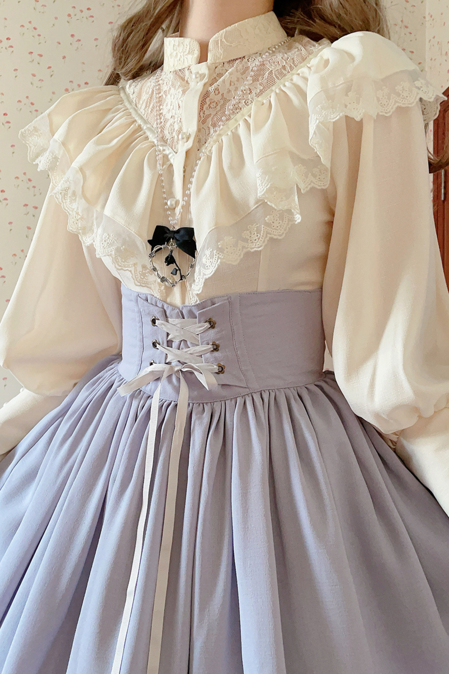 Ketch Wild Rose Stand Collar Lolita Blouse