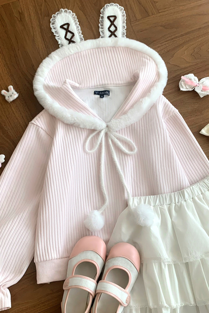 レースバニーフードトップス+スカート